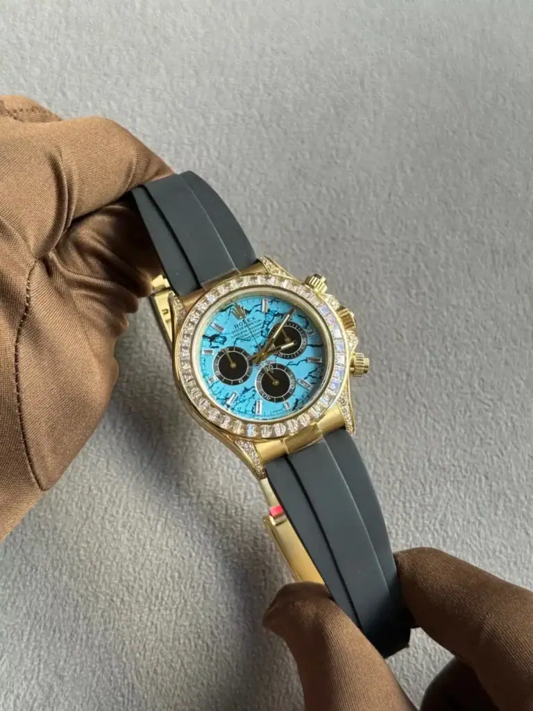 Rolex 126538TBR Yellow Gold Turquoise Stone Dial Diamond Bezel Oysterflex (2025) Super Clone