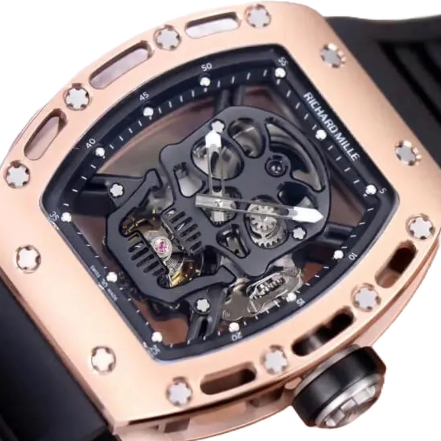 Richard Mille RM 52-01 Tourbillon Skull Dial Rose Gold Super Clone