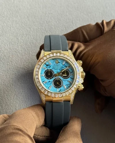 Rolex 126538TBR Yellow Gold Turquoise Stone Dial Diamond Bezel Oysterflex (2025) Super Clone