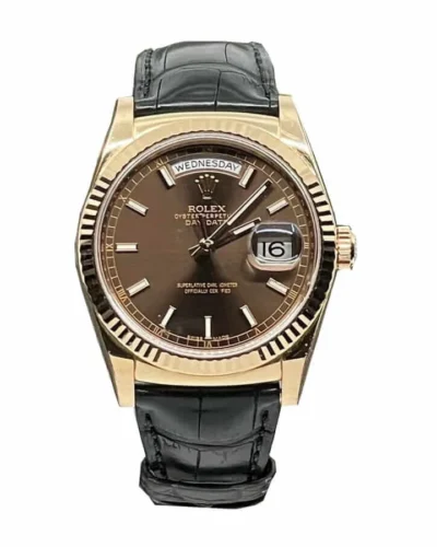 Rolex Day-Date 128238 Black Leather Super Clone
