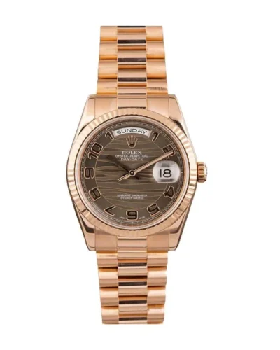 Rolex Day-Date II 218235-0035 रोज गोल्ड Wave Dial Super Clone