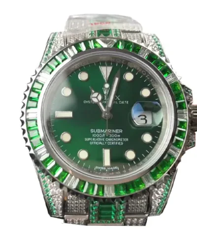 Rolex Submariner 180389 Green Diamond Iced Out Super Clone