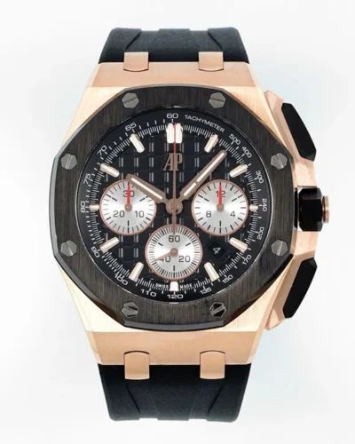 Super Clone Audemars Piguet Royal Oak Offshore โรส ทอง 26420ST 42mm การหมุนสีดํา