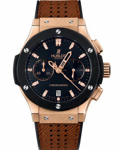 Super Clone Hublot Big Bang Rožių auksas Juodoji dialė Chronograph Brown Oda