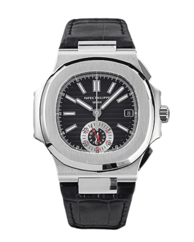 Super Clone Patek Philippe Nautilus Chronograph 5980/1A-014 40.5mm Quadrante nero with Cinturino in pelle